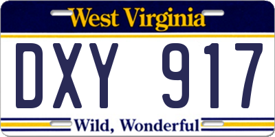 WV license plate DXY917