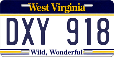 WV license plate DXY918