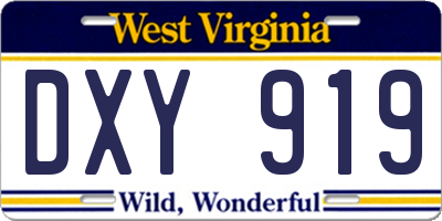 WV license plate DXY919