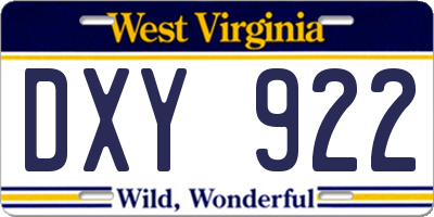 WV license plate DXY922
