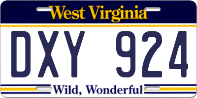 WV license plate DXY924
