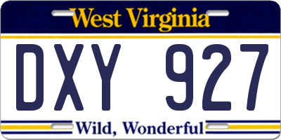 WV license plate DXY927
