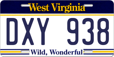 WV license plate DXY938