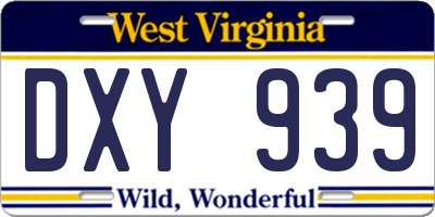 WV license plate DXY939