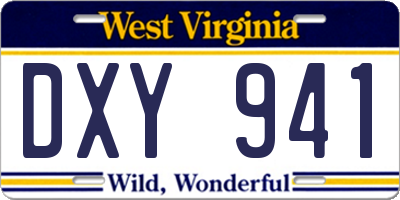 WV license plate DXY941