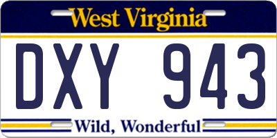 WV license plate DXY943