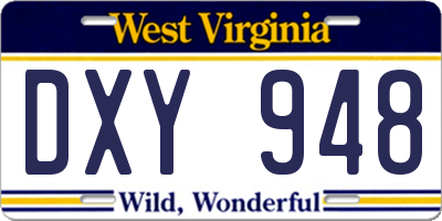 WV license plate DXY948
