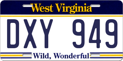 WV license plate DXY949