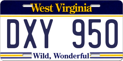 WV license plate DXY950