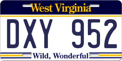 WV license plate DXY952