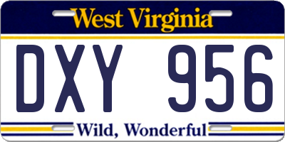 WV license plate DXY956
