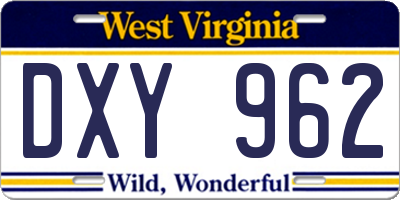 WV license plate DXY962