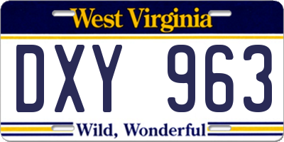 WV license plate DXY963