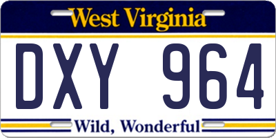 WV license plate DXY964