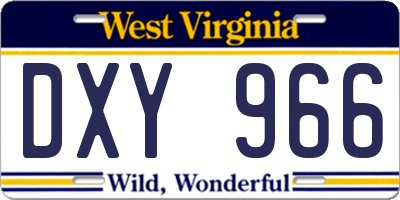 WV license plate DXY966