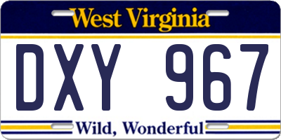 WV license plate DXY967