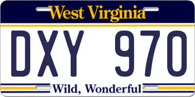 WV license plate DXY970