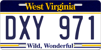 WV license plate DXY971