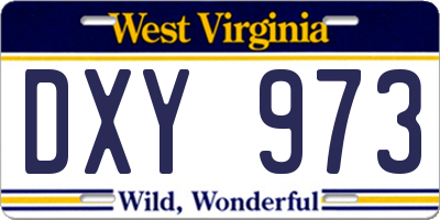 WV license plate DXY973