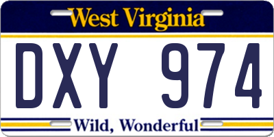 WV license plate DXY974