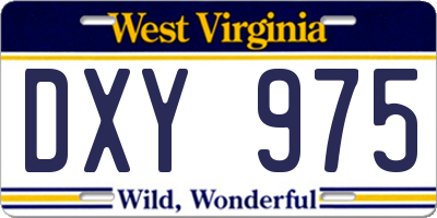 WV license plate DXY975