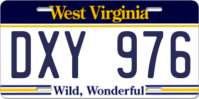 WV license plate DXY976