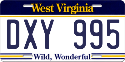 WV license plate DXY995