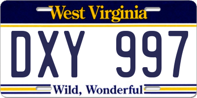 WV license plate DXY997