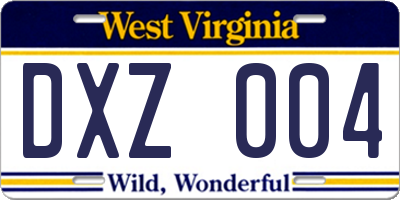 WV license plate DXZ004