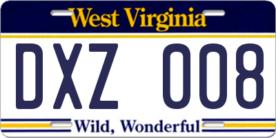 WV license plate DXZ008