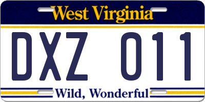 WV license plate DXZ011