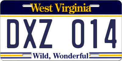 WV license plate DXZ014