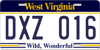 WV license plate DXZ016