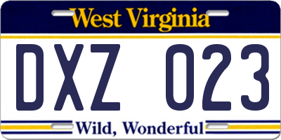 WV license plate DXZ023