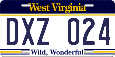 WV license plate DXZ024