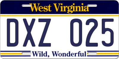 WV license plate DXZ025