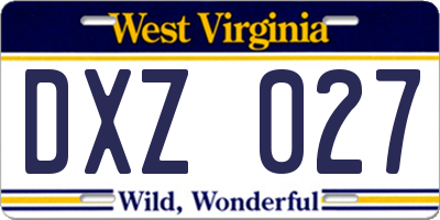 WV license plate DXZ027