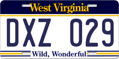 WV license plate DXZ029