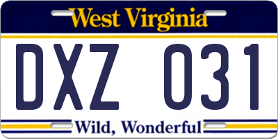 WV license plate DXZ031