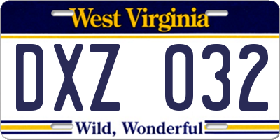 WV license plate DXZ032