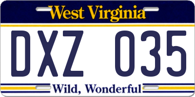 WV license plate DXZ035