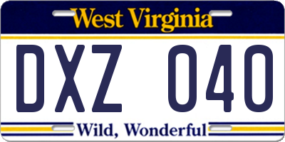 WV license plate DXZ040