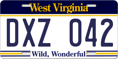 WV license plate DXZ042