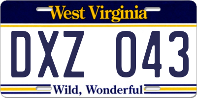 WV license plate DXZ043