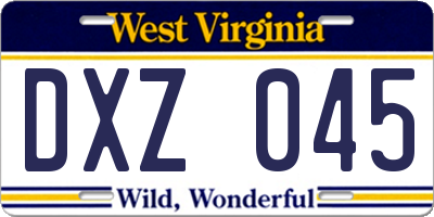 WV license plate DXZ045