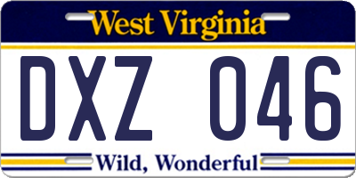 WV license plate DXZ046