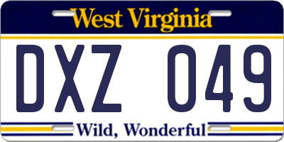 WV license plate DXZ049