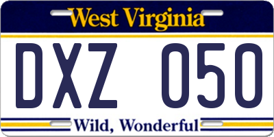 WV license plate DXZ050