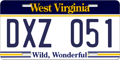 WV license plate DXZ051