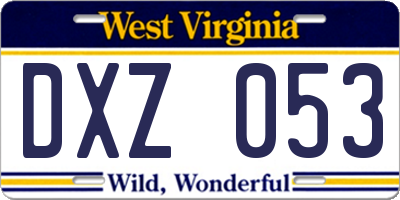 WV license plate DXZ053